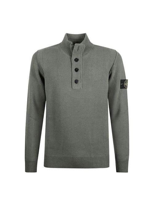 Maglione 5100040 in misto lana con zip e bottoni Green STONE ISLAND | 5100040S00A3V0054